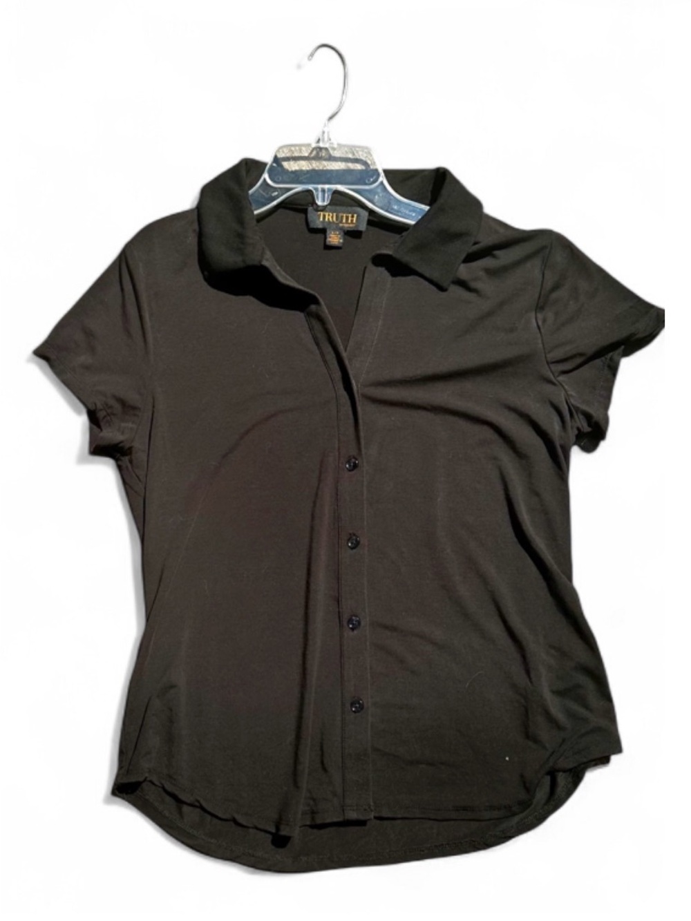 Truth by Republic Black Collared Button-Front Top